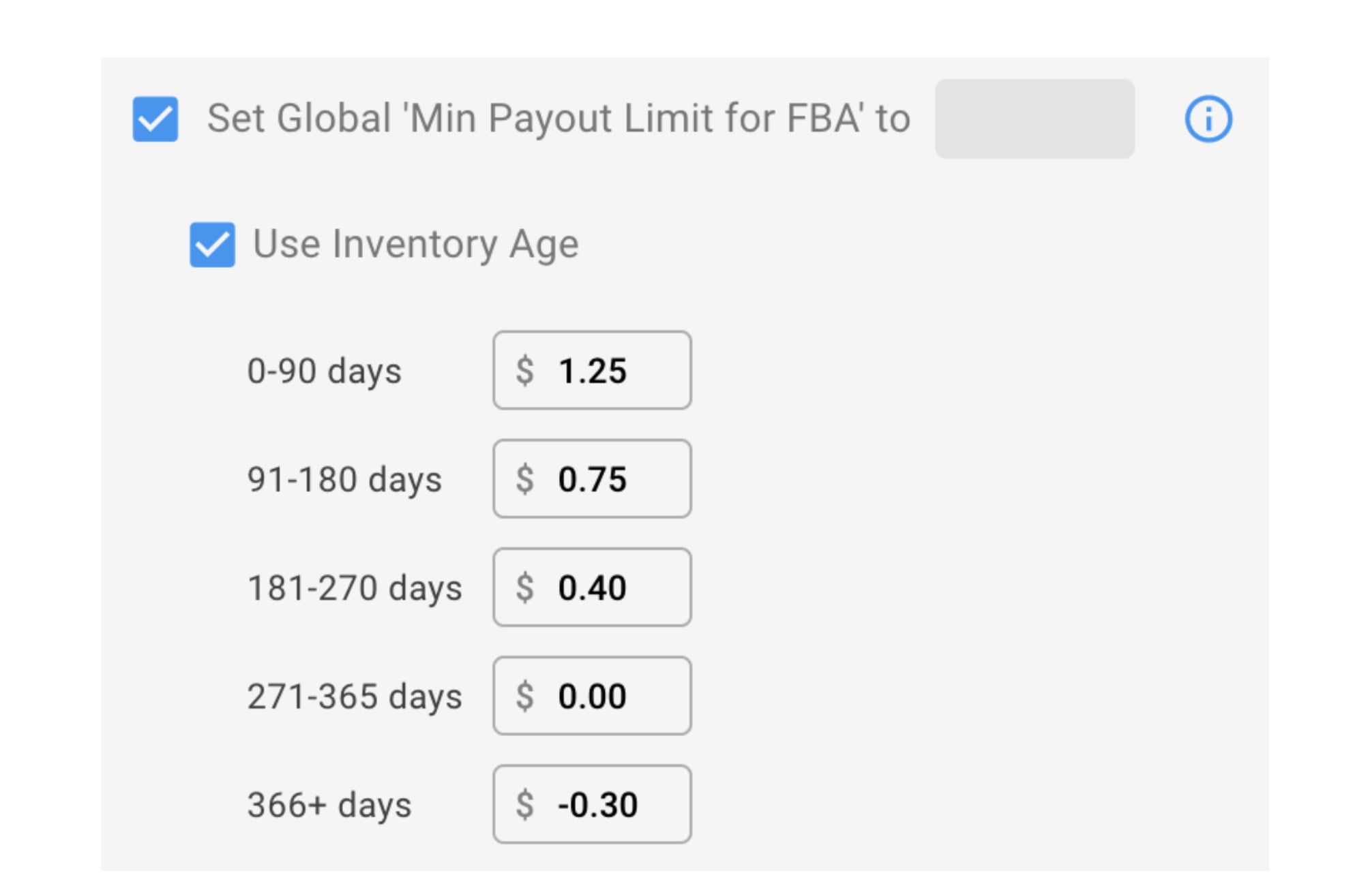 Global minimum payout feature from Bookz Pro